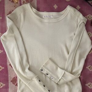 We The Free Ivory Thermal Top with Button Accents